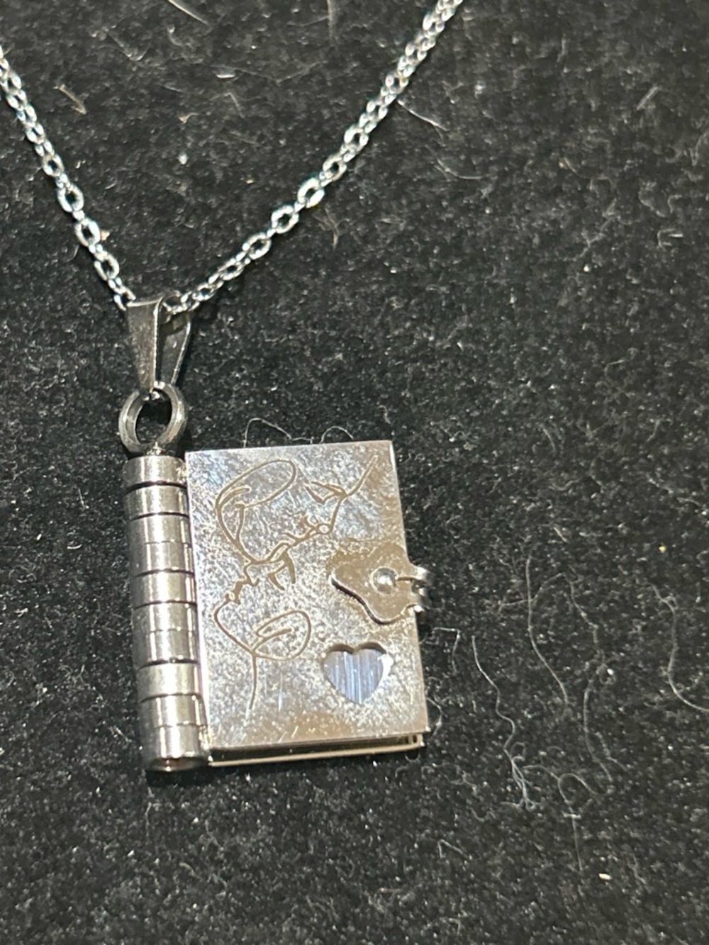 Silver color Book Locket Pendant Necklace - Silver